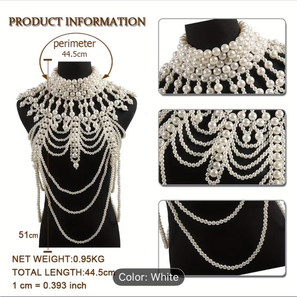 Elegant Pearl Choker Necklace - Picture 3 of 7